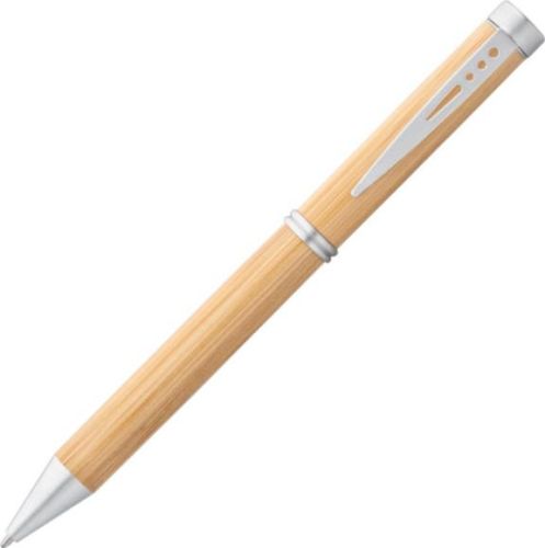 Bambus-Kugelschreiber mit Drehmechanik und Metallclip Lake als Werbeartikel