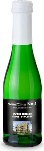 Sekt Cuvée Piccolo – Flasche grün, 0,2 l als Werbeartikel
