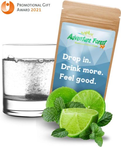 Dropz, 20 Brause-Drops im Beutel für ein Erfrischungsgetränk mit Minze-Limette Geschmack als Werbeartikel