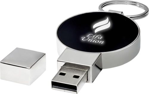USB Stick Light Up mit Leuchtlogo, rund als Werbeartikel