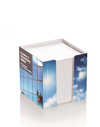 Zettelbox mit Papier und Digitaldruck als Werbeartikel