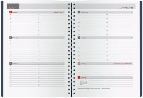 Korsch Buchkalender Agenda Struktur L blackline als Werbeartikel