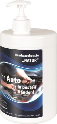 Handwaschpaste Natur im 900 ml Pumpspender - inkl. individuellem 4c Etikett als Werbeartikel