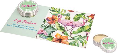 Lippenpflege im Döschen mit Karte LipJar Card als Werbeartikel
