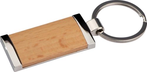 Schlüsselanhänger mit Holzstück als Werbeartikel