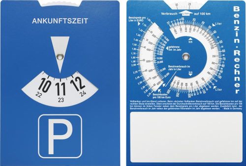 Kartonparkscheibe für Deutschland mit Benzinrechner als Werbeartikel