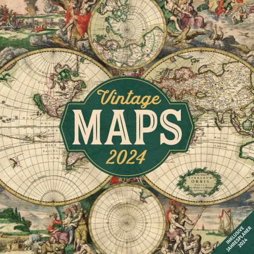 Kalender Vintage Maps 2024 - 30x30 als Werbeartikel