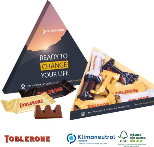 TOBLERONE Minis in Präsentbox Dreieck, Klimaneutral, FSC® als Werbeartikel