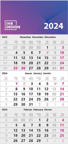 3-Monatswandkalender mit Datumschieber als Werbeartikel