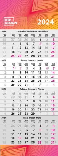4-Monatswandkalender mit Datumschieber und Fußleiste als Werbeartikel