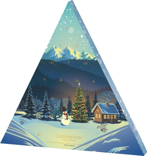 Trüffel und Pralinen Adventskalender Dreieck, ohne Alkohol als Werbeartikel