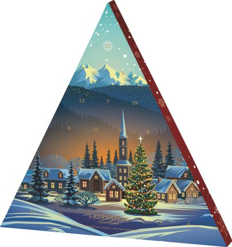 Trüffel und Pralinen Adventskalender Dreieck, mit Alkohol als Werbeartikel