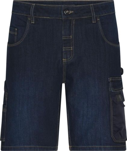 Arbeitsbermuda Jeans aus recycelten Polyester und Bio Baumwolle als Werbeartikel