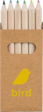 Buntstift Schachtel mit 6 Buntstiften Bird als Werbeartikel