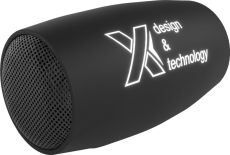 SCX.design S49 2 x 3 Watt Mini-Lautsprecher mit Leuchtlogo als Werbeartikel
