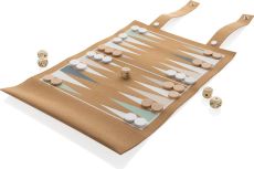 Britton faltbares Backgammon und Damespiel Set aus Kork als Werbeartikel