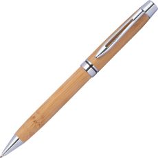 Kugelschreiber aus Holz mit Applikationen aus Metall als Werbeartikel