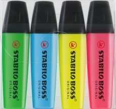 Stabilo BOSS ORIGINAL 4er-Set Leuchtmarkierer als Werbeartikel