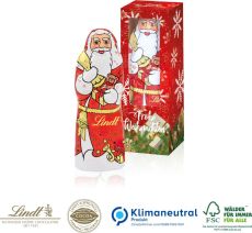 Weihnachtsmann von Lindt, 40 g, Klimaneutral, FSC® als Werbeartikel