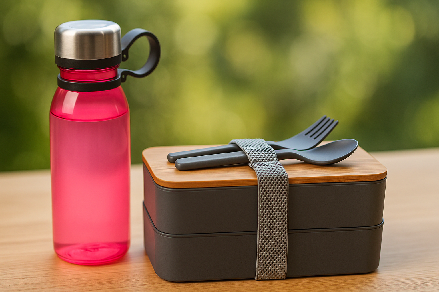 Brotdose und Trinklfasche kombinierbar