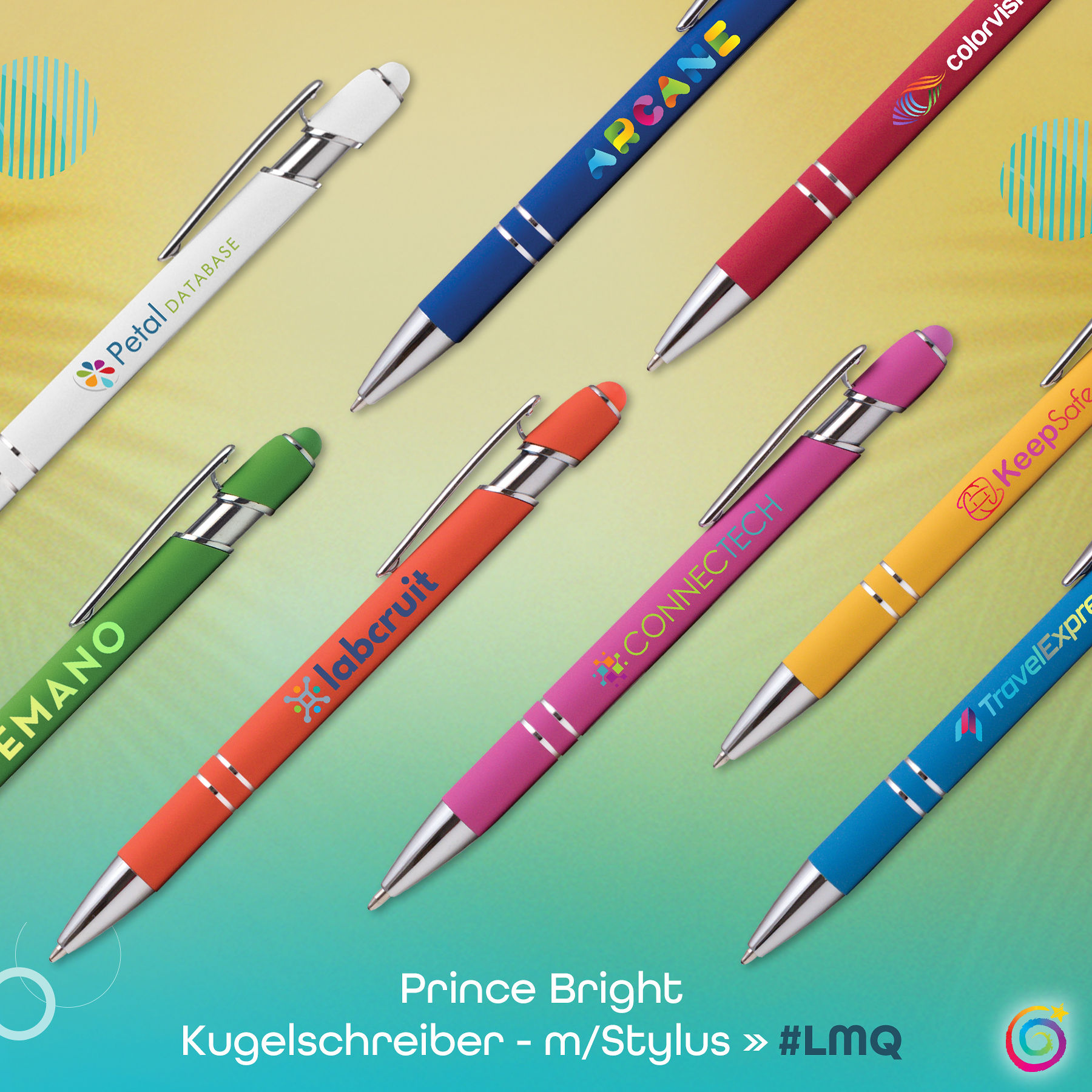 Bunte kugelschreiber mit Logo von Prince bright Kugelschreiber