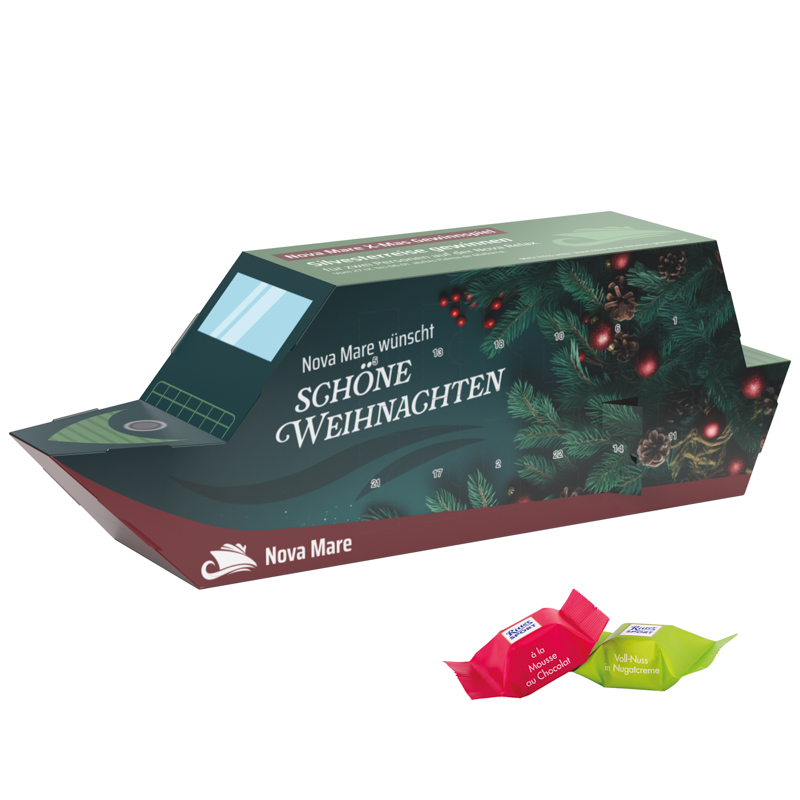 Schokoladen Adventskalender in Form eines Schiffs